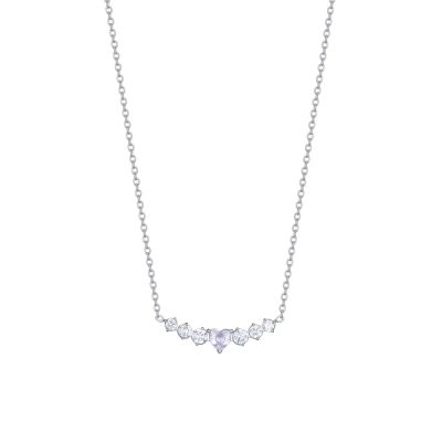 Luca Barra Collana Acciaio Cuore e Cristalli Bianchi