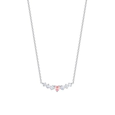 Luca Barra Collana Acciaio Cuore Rosa e Cristalli