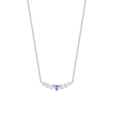 Luca Barra Collana Acciaio Cuore Viola e Cristalli