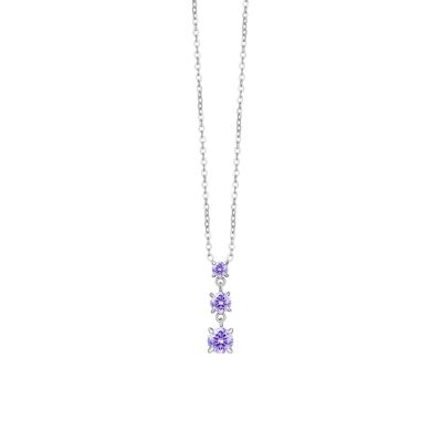 Luca Barra Collana Acciaio 3 Zirconi Viola