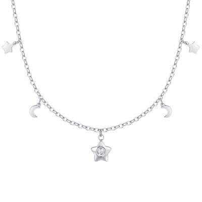 Luca Barra Collana Acciaio Stelle e Lune