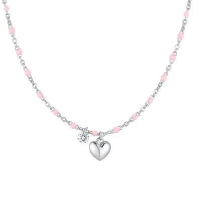 Luca Barra Collana Acciaio Cuore e Cristallo