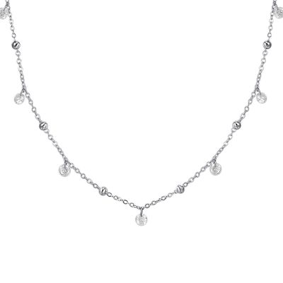 Luca Barra Collana Lunga Acciaio Sfere e Cristalli