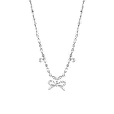 Luca Barra Collana Acciaio Fiocco e Zirconi