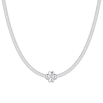Luca Barra Collana Acciaio Quadrifoglio Bombato