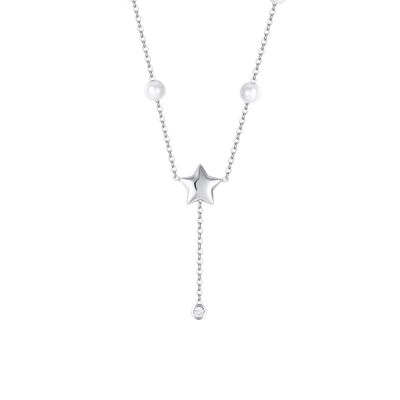 Luca Barra Collana Acciaio Stella e Perle