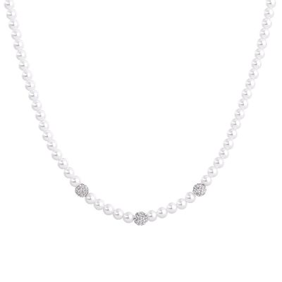 Luca Barra Collana Acciaio Perle Bianche