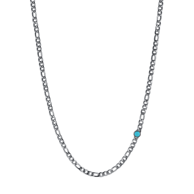 Luca Barra Collana Acciaio Pietra Turchese