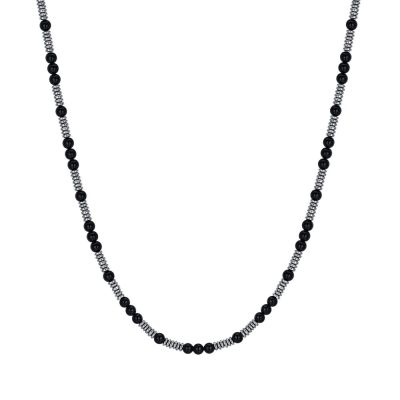 Luca Barra Collana Acciaio Pietre Nere ed Elementi Acciaio