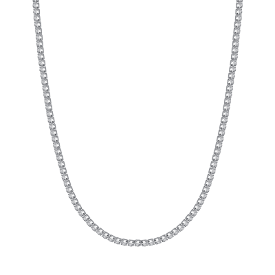 Luca Barra Collana Tennis Acciaio Cristalli Bianchi