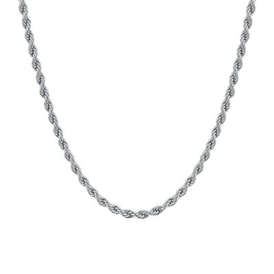 Luca Barra Collana Acciaio Maglia Corda 4 mm