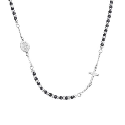 Luca Barra Rosario Acciaio Ematite Nera e Madonnina