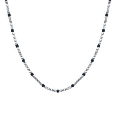 Luca Barra Collana Acciaio ed Ematite Blu