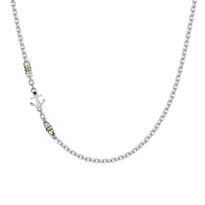 Luca Barra Collana Acciaio con Ancora e Zircone