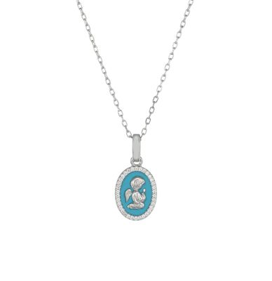 Amen Collana Argento Angelo Custode Turchese