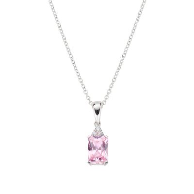 Amen Collana Argento Cristallo Rosa e Zirconi