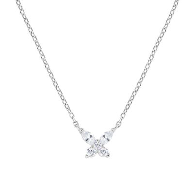 Amen Collana Argento Farfalla Zirconi Bianchi