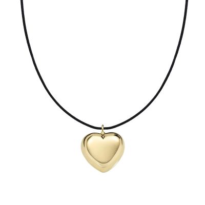 Amen Collana Cordino Nero Cuore Argento Gold