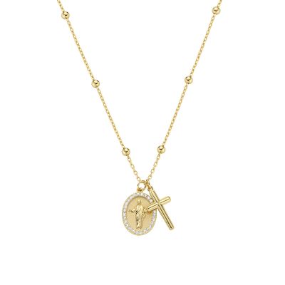 Amen Collana Argento Gold Cristo e Croce