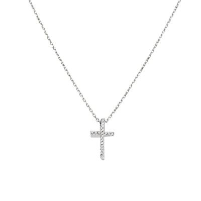 Amen Collana Argento Croce Zirconi Bianchi