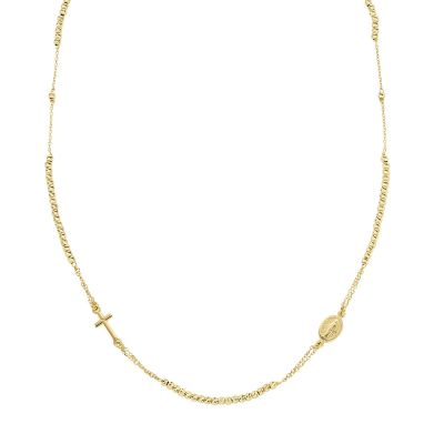 Amen Collana Rosario Argento Gold Con Sfere Diamantate