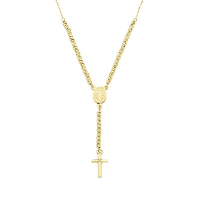 Amen Collana Rosario ad Y Argento Gold Con Sfere Diamantate