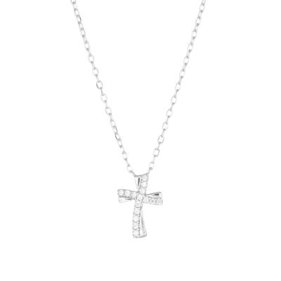 Amen Collana Argento Croce Zirconata