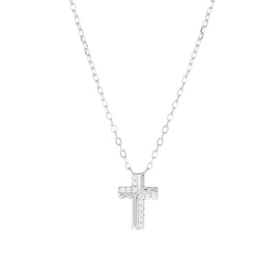 Amen Collana Argento Croce Zirconata