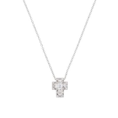 Amen Collana Argento Mini Croce Zirconi Bianchi