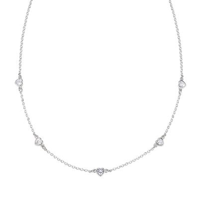 Amen Collana Argento 5 Cuori Bianchi