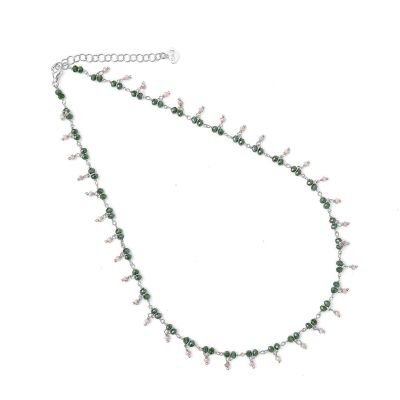 Io & Te Collana Argento Cristalli Verdi e Rosa