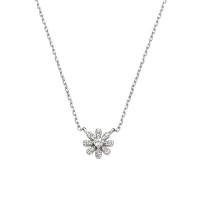 Amen Collana Argento Fiore Cristalli Bianchi