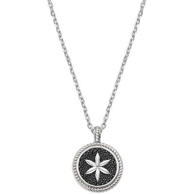 Amen Collana Donna Argento Fiore e Zirconi Neri