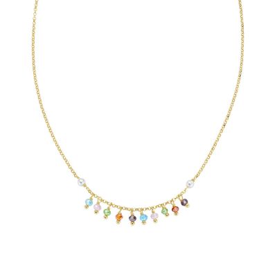Amen Collana Argento Gold Perle e Cristalli