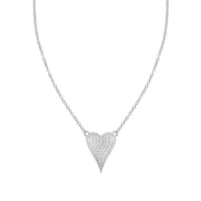Amen Collana Argento Cuore Allungato Zirconato