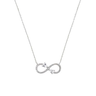 Amen Collana Argento Infinito con Zirconi Bianchi