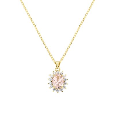 Amen Collana Argento Gold Morganite e Zirconi