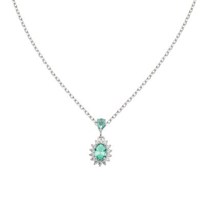 Amen Collana Argento Royal Lady Zircone Verde Acqua