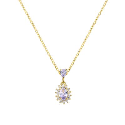 Amen Collana Argento Gold Zirconi Lavanda e Bianchi