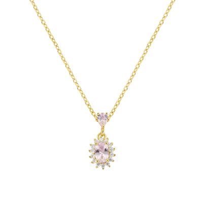 Amen Collana Argento Gold Zirconi Morganite e Bianchi