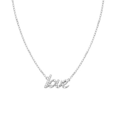 Amen Collana Argento Love Zirconi Bianchi