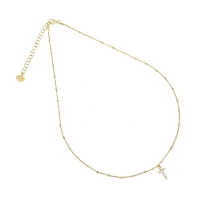 Io & Te Collana Argento Dorato Croce Zirconata
