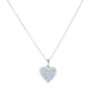 Amen Collana Argento Cuore Cristalli Bianchi e Celesti