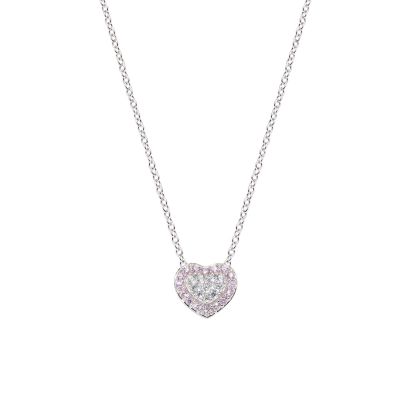 Amen Collana Donna Argento Cuore Zirconi Rosa