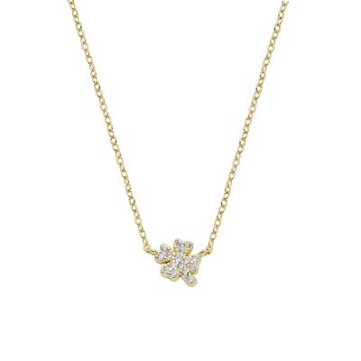 Amen Collana Argento Gold Quadrifoglio Zirconato