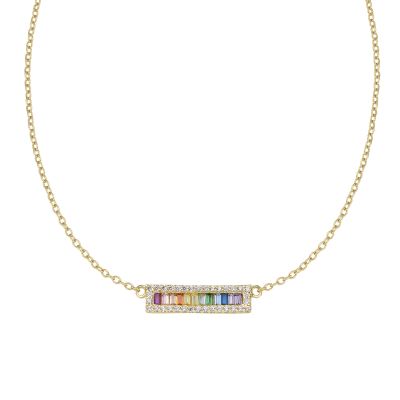 Amen Collana Argento Gold Zirconi Multicolor