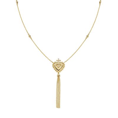 Amen Collana Argento Gold Sacro Cuore e Zirconi