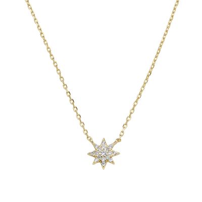 Amen Collana Argento Gold Stella Zirconata
