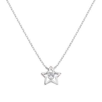 Amen Collana Argento Rodiato Stella Cuore Bianco