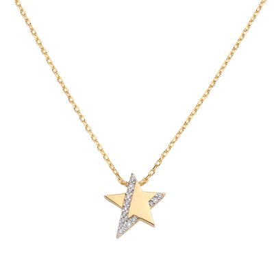 Amen Collana Argento Dorato Stella e Zirconi